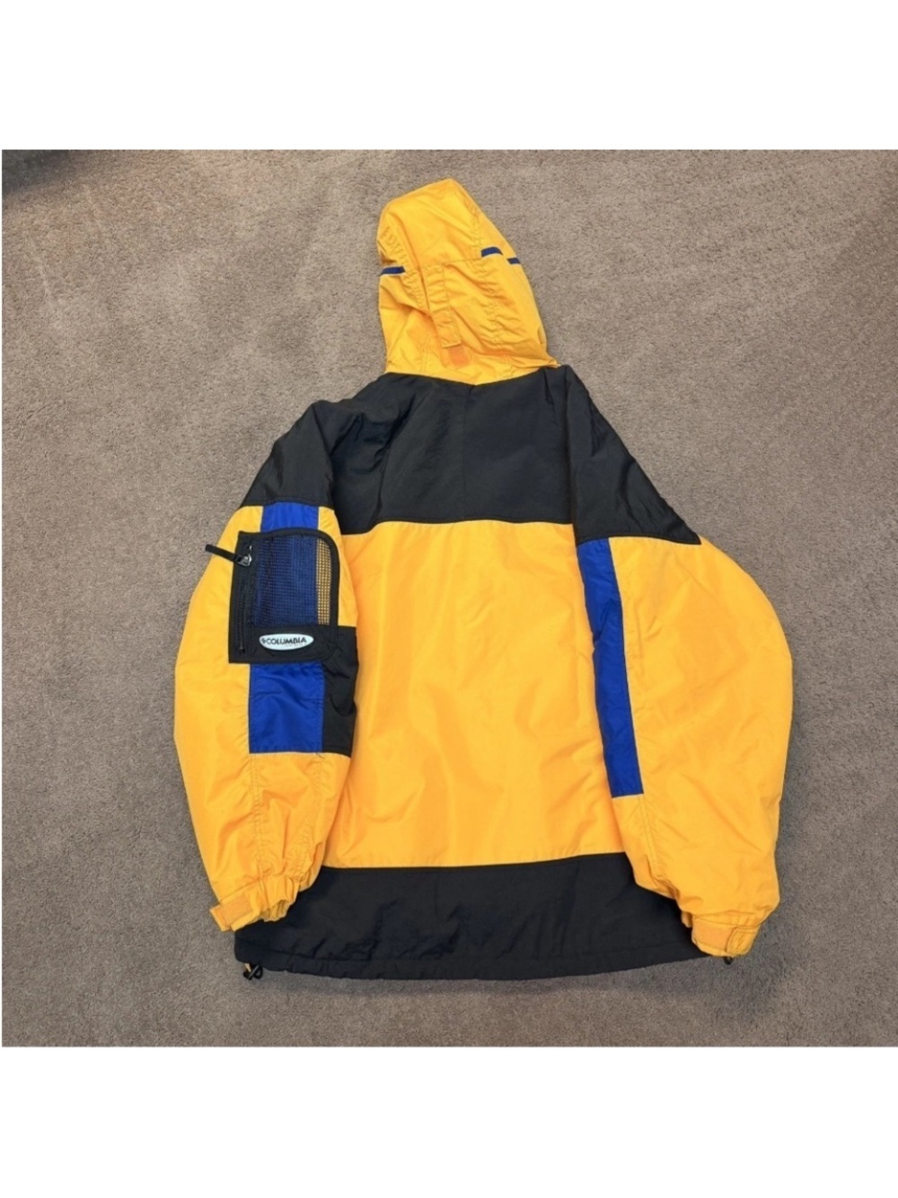 Columbia Padded Anorak Parka Puffer Jacket Men's XL vintage 2000 black yellow - Picture 10 of 12